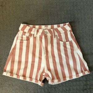 red and white striped shorts